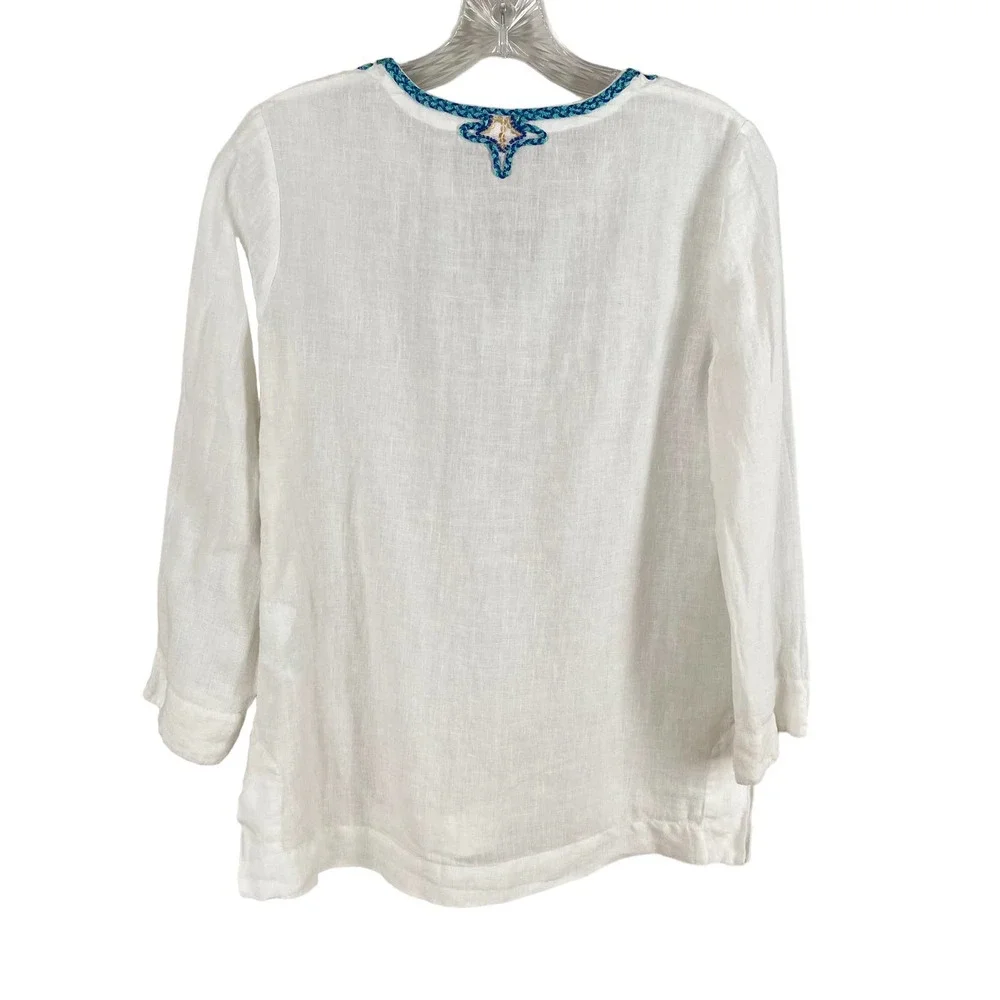 Lilly Pulitzer Amelia Island Linen Embroidered Tunic Top Women Size XS - Picture 7 of 16